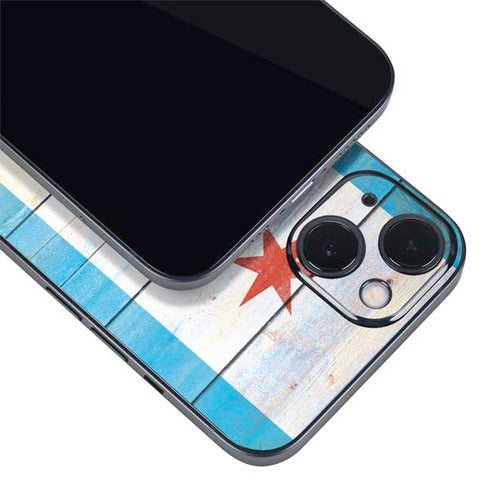 Chicago Flag Light Wood iPhone 14 Plus Skin